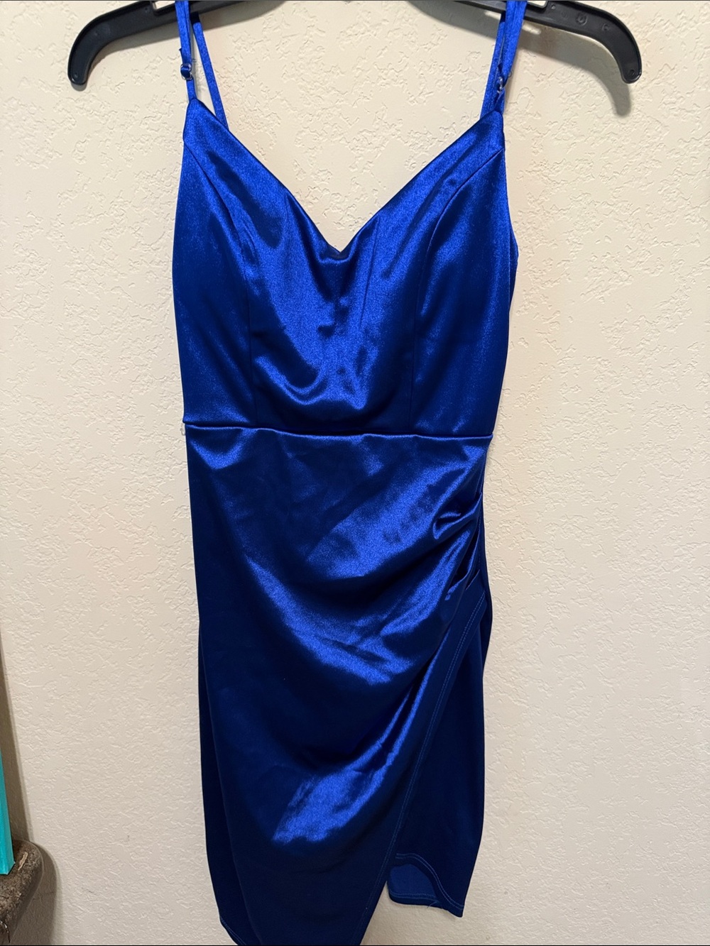 Honey and Rosie Royal Blue Satin Cowl Neck Maxi Dress